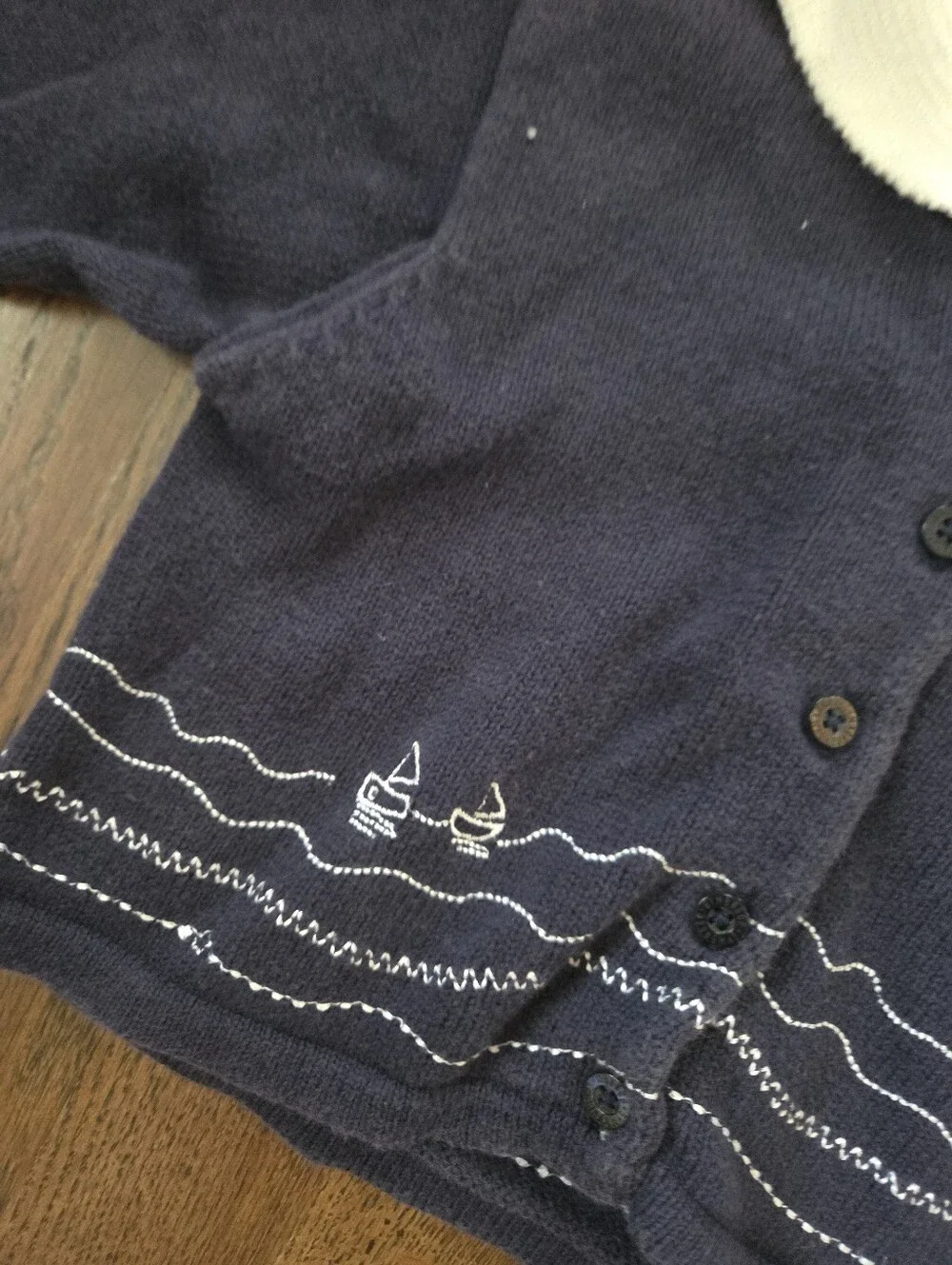 Vtg Gymboree Boys 6/12m Blue Sailboat Sweater